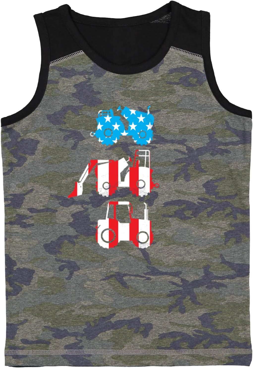 Tcombo American Flag Tractors - USA Youth Contrast Back Tank Top