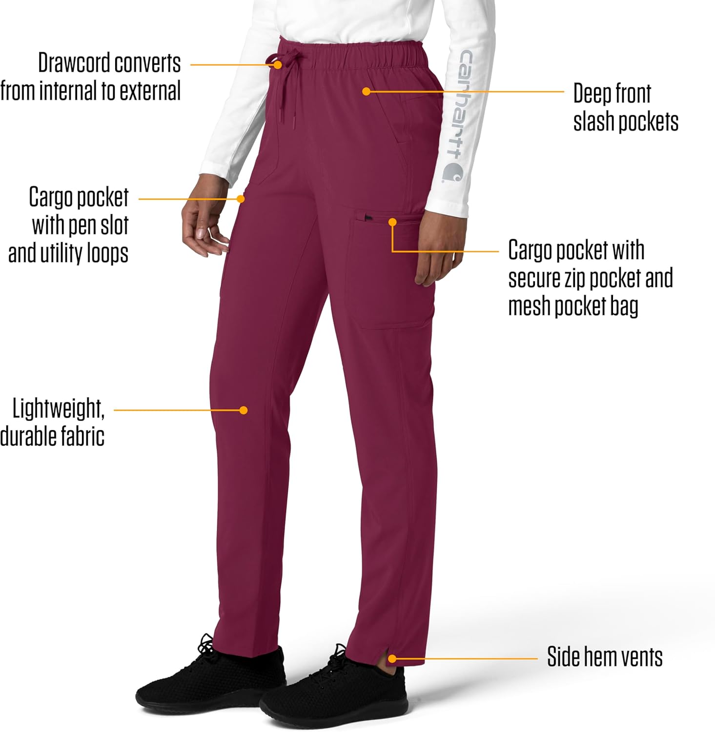 Carhartt Women's Straight Leg Cargo Scrub Pant with Flex & FastDry Tech