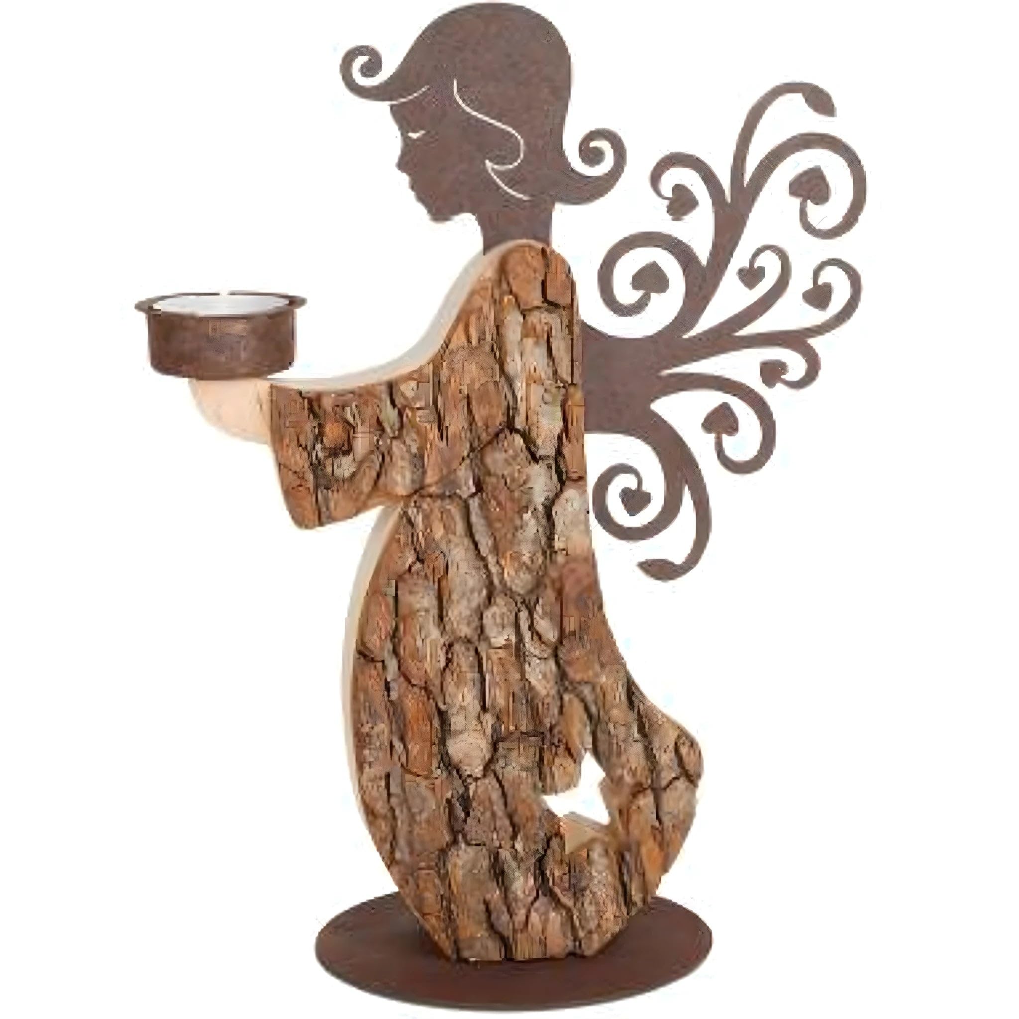 Dolfi Angel with Candlestick 27 cm 27 cm | Natural Wood in Val Gardena | Nativity Figure