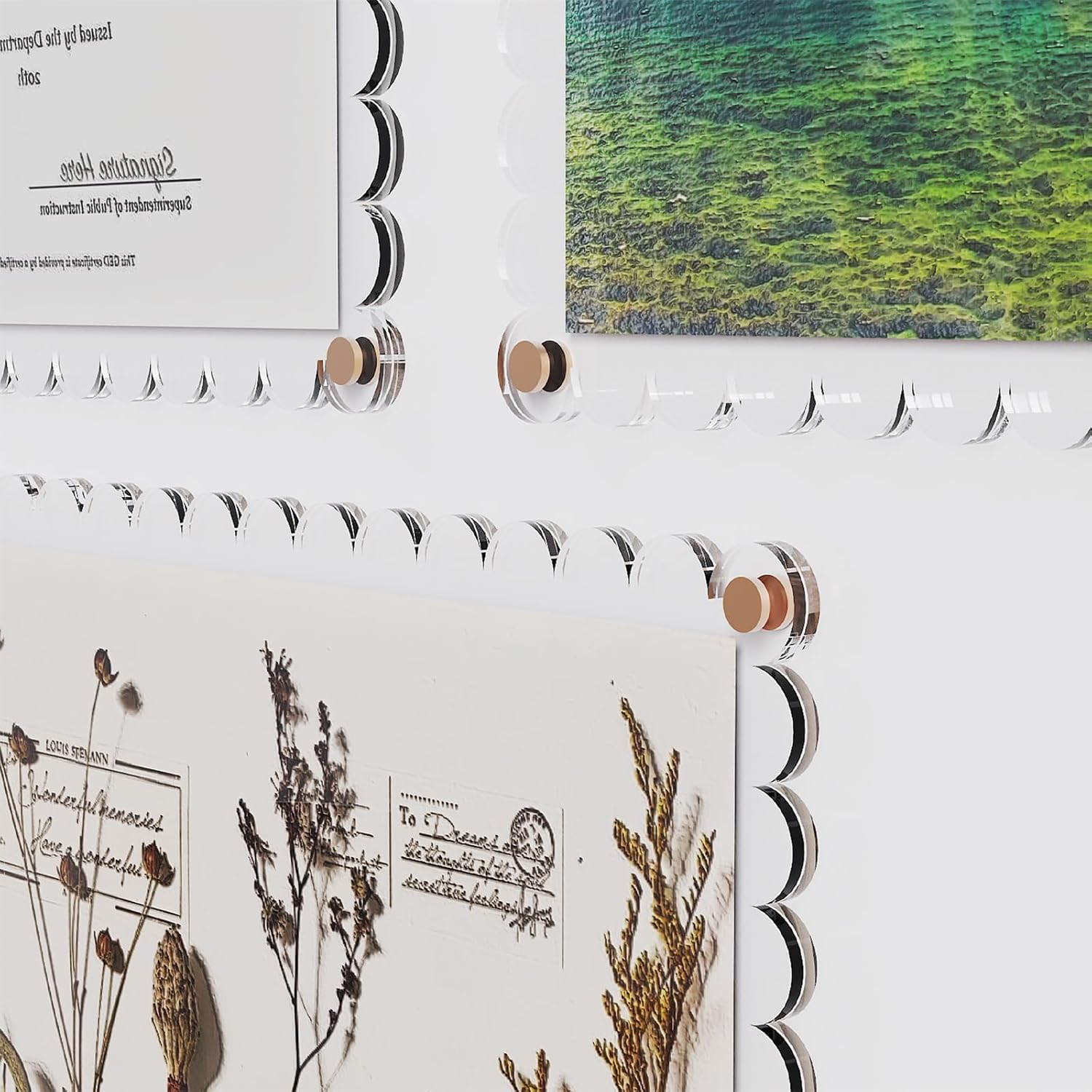 Certificate Frame, 8.5x11 Wall Mount Picture Diploma Document Degree Frame, No Drill Clear Acrylic Photo Frame with Adhesive Tape and Golden Screws for Certificate, Pressed Flowers, Money, Diploma, 3Pcs