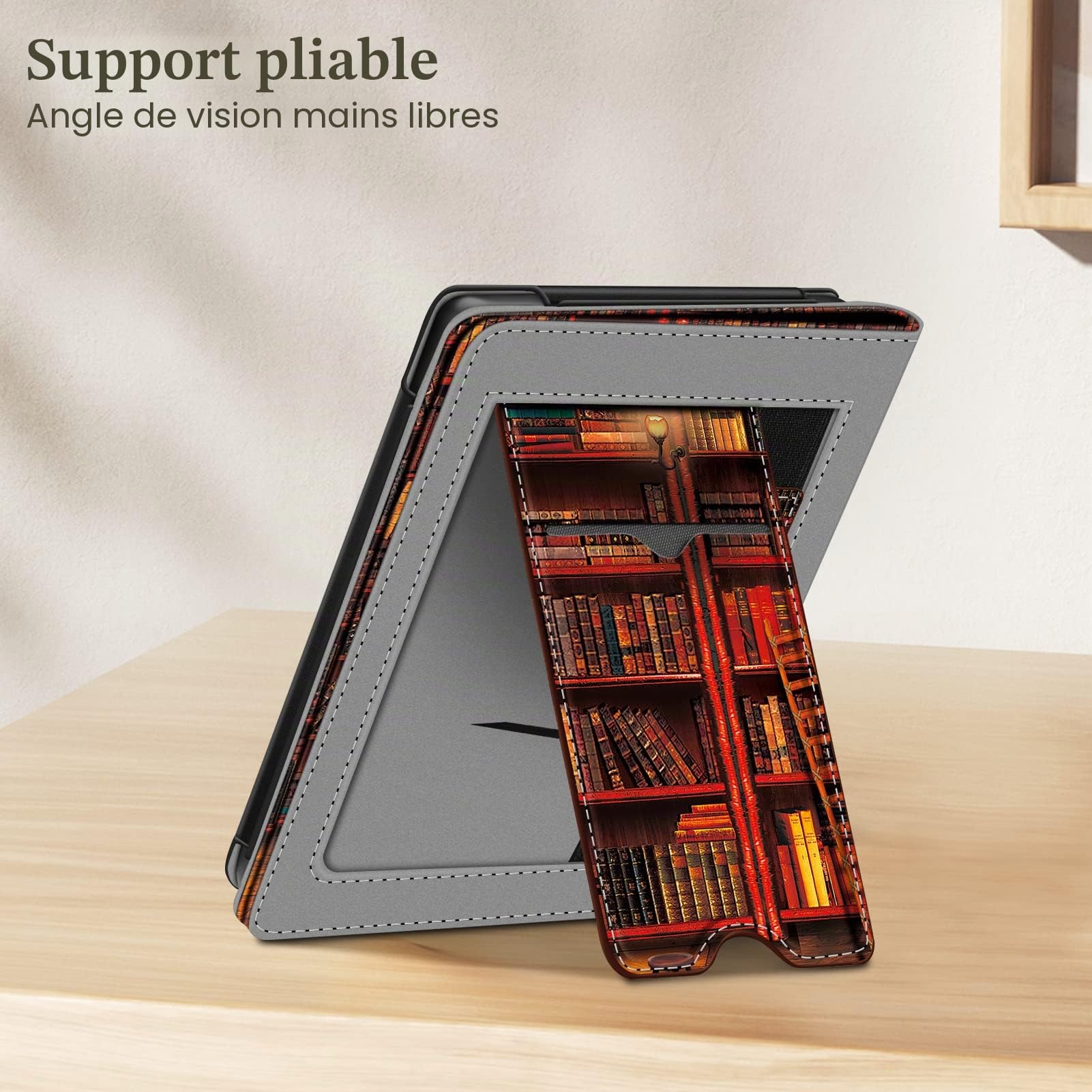 FINTIE Étui Compatible avec 6” Kobo Clara Colour/BW 2024 et Kobo Clara 2E 2022 - Coque Liseuse Housse avec Béquille, Fente pour Carte et Dragonne, Bibliothèque