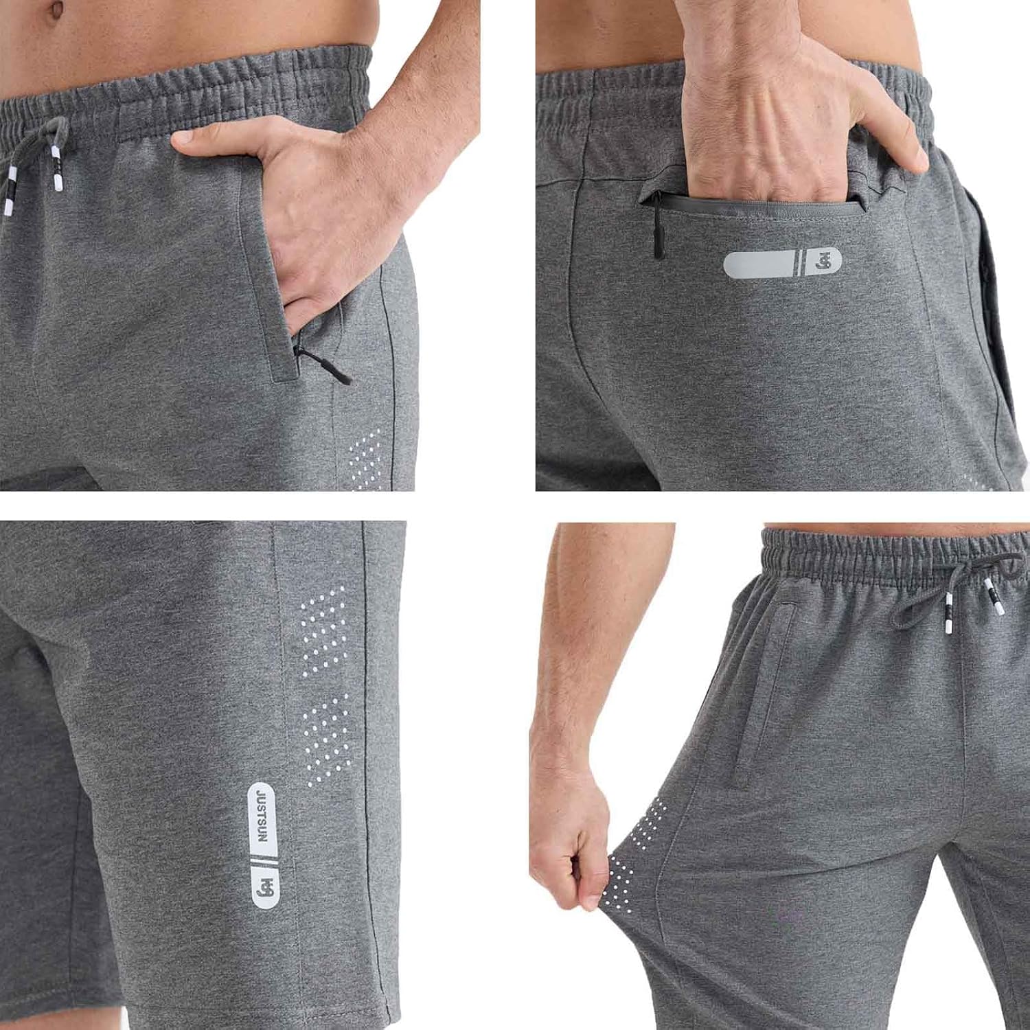FizzPop Mens Shorts Casual Gym Athletic Workout Running Sweat Cotton Stretch Shorts with Zipper Pockets Basketball Tennis