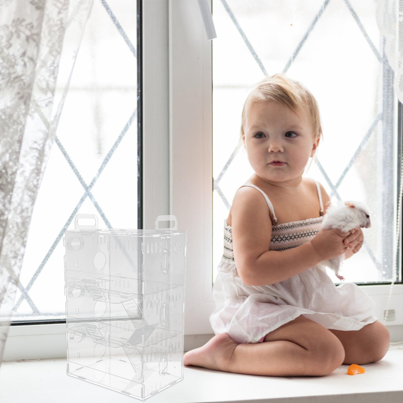 Gadpiparty Jaula para Hámster Pequeña de Acrílico Transparente Tipo Villa de 3 Niveles 30×20×45 CM Casita para Mascotas Pequeñas como Hámster Erizos y Chinchillas