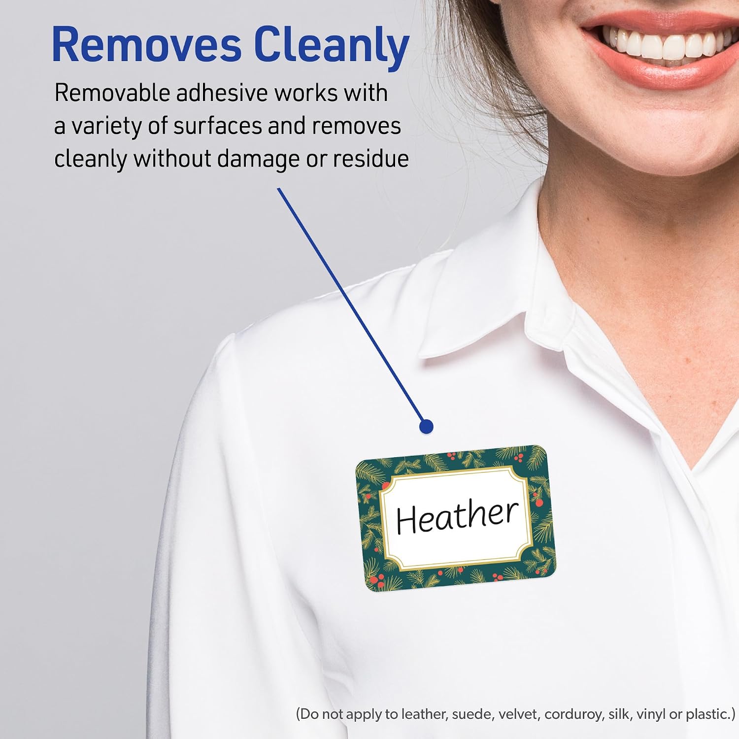 Avery Printable Adhesive Name Tags, 2-1/3" x 3-3/8", Matte White, Pre-Printed Teal & Metallic Gold Frame Design, Laser & Inkjet Compatible, 160 Total, Great for Branding, Marketing, and Events