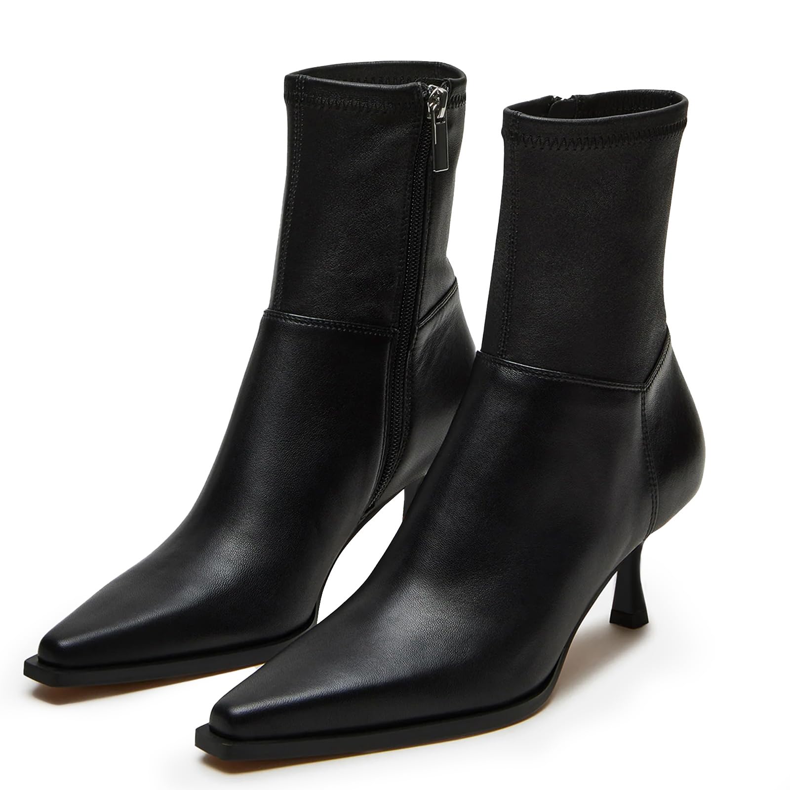 JORISTIMO Ankle Boots for Women Kitten Heel Short Boots Dressy Pointed Toe Booties Side Zipper