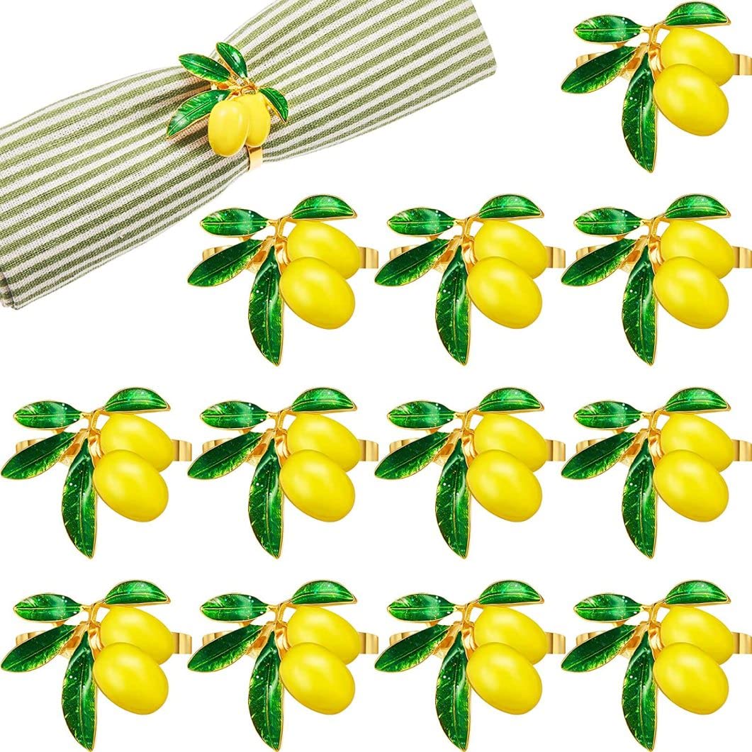 Temeemeg Lemon Napkin Rings Metal Serviette Buckle Holder Napkin Holder for Wedding Dinner Party Banquet.