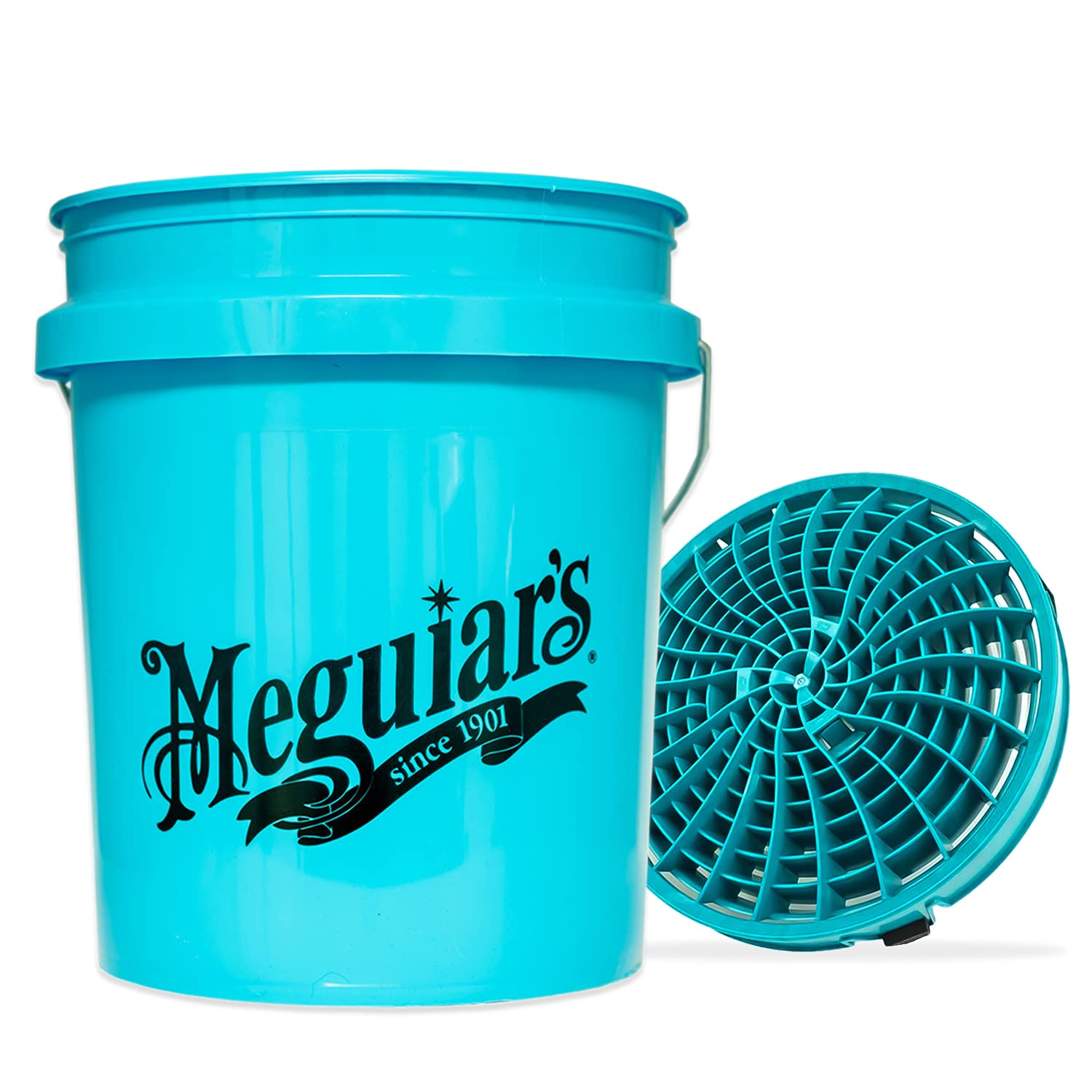 Detailmate Meguiars Wash Bucket Blue + Wash Bucket Insert Turquoise Car Wash Set: Meguiars Blue Wash Bucket 5 Gallons (19 Litres) With Detail Guardz Dirt Lock Wash Bucket Insert Turquoise For Scratch-Free Hand Wash