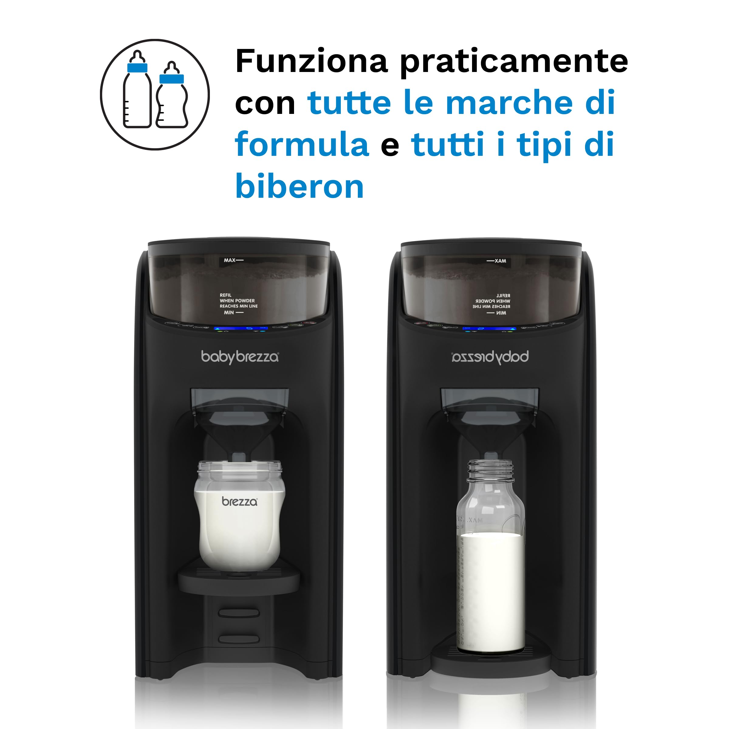 Baby Brezza Formula Pro Advanced nero - Preparatore di Biberon istantaneo e automatico, miscela, riscalda ed eroga automaticamente la Formula o l’Acqua - con 3 Temperature e Dosaggio automatico
