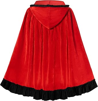 Spooktacular Creations Halloween Short Riding Hooded Cloak for Adult Women, Hood Cape for Halloween Costume Cosplay Parties
