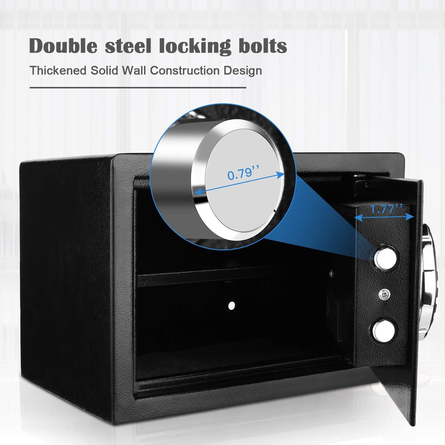 BATHWA Digital Electronic Safe Security Box, Steel Deposit Safe for Home & Office, Cabinet Safe with Keypad for Jewellery Money Valuables, Wall-Anchoring Design, 0.7 Cubic Feet Capacity
