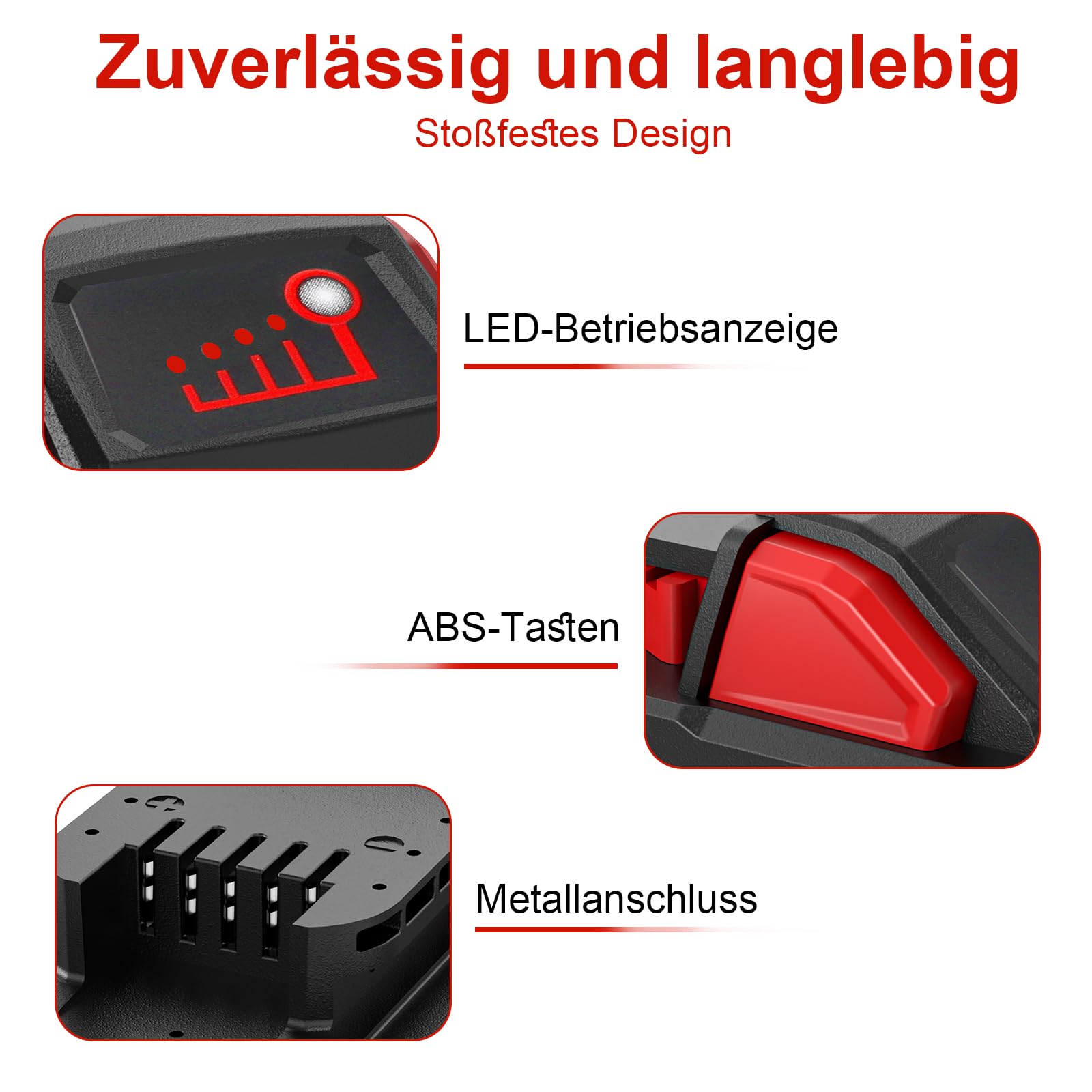 QUPERR 2 Stück 9,0Ah Ersatzakku für Milwaukee M18 Werkzeuge | Mit LED-Ladeanzeige, hoher Kapazität und Mehrfachschutz gegen Überladung, Überhitzung und Kurzschluss