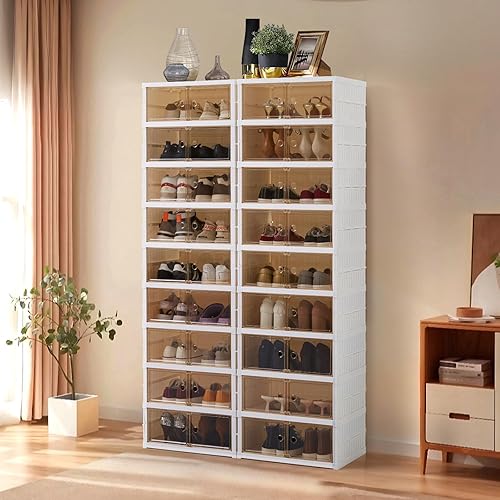 LAFORMO Zapatero plegable organizador de zapatos plegable con puertas, armario plegable de plástico grande, estantes de zapatos de fácil montaje disponible en Yaxa Colombia