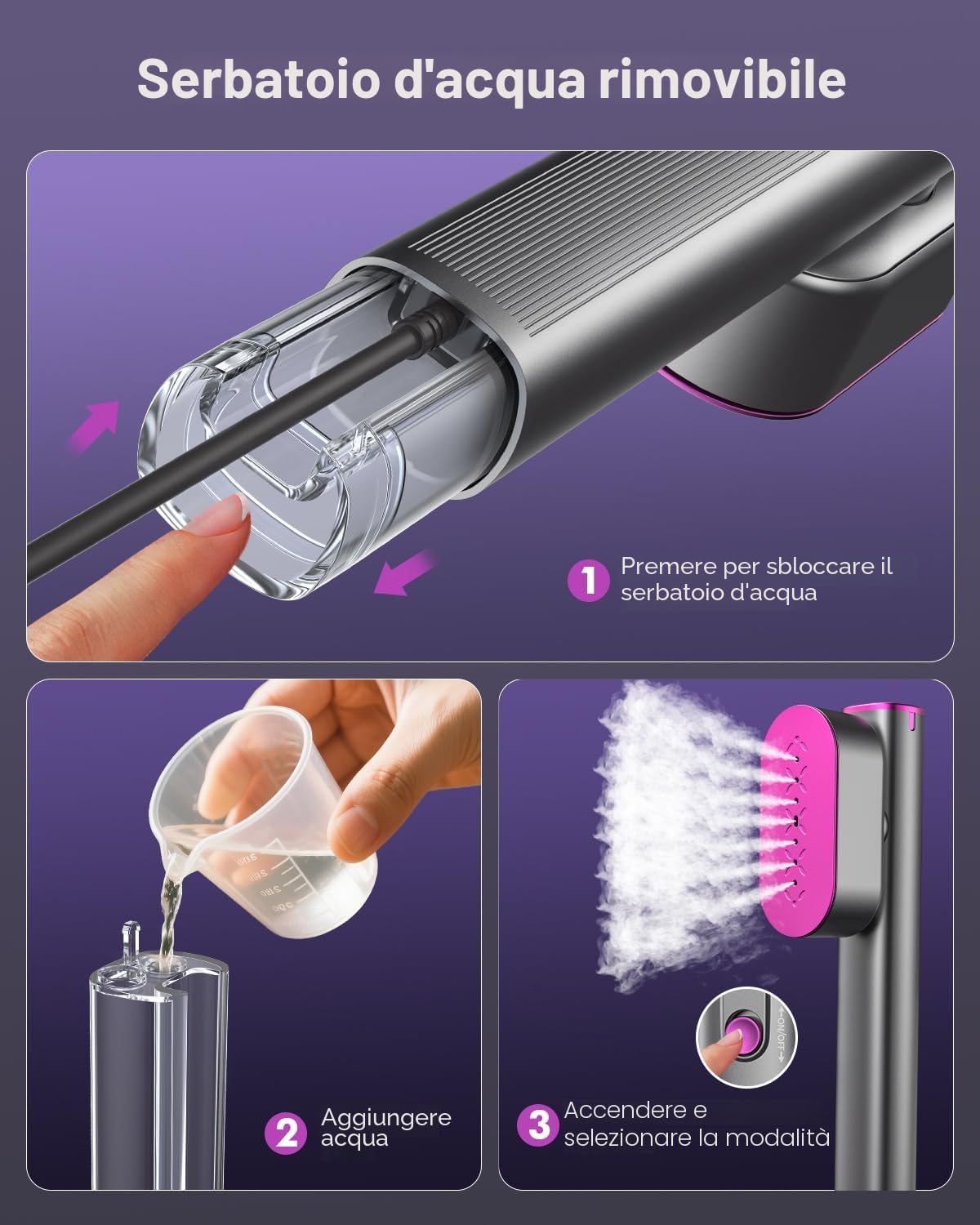 Ferro da Stiro Verticale- Uso Globale 110-240V Vaporizzatore, Flusso Vapore 22g/min, Ferro da Stiro da Viaggio 2-in-1, Riscaldamento Express 15s, 1000W Leggero e Compatto per Casa e Viaggio