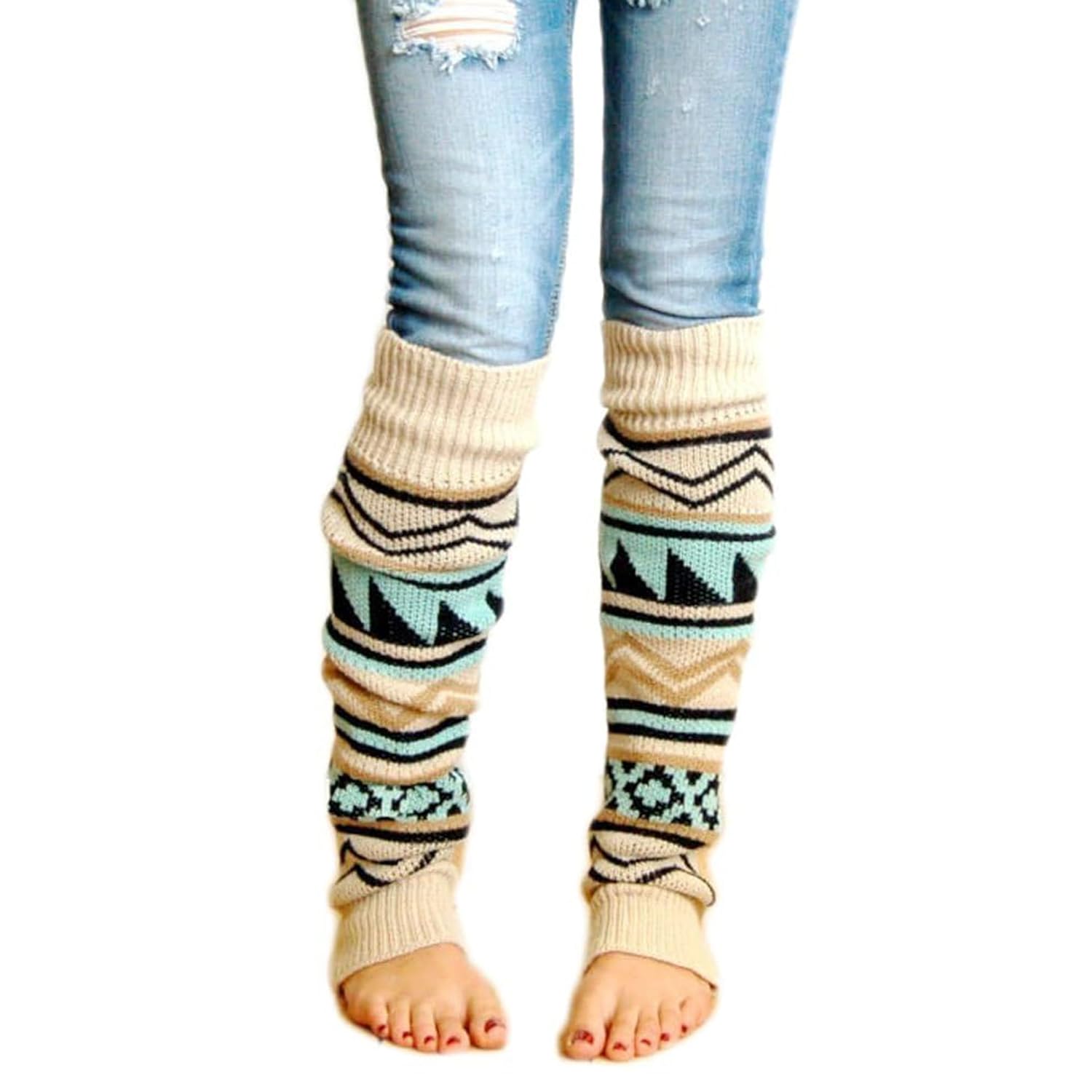 Knitted Leg Warmer for Women 2 Pairs Knit Boot Socks Stocking Footless Yoga