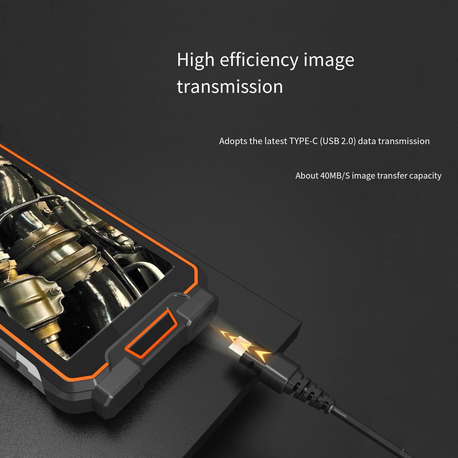 Endoscopio industriale a tre lenti Schermo IPS da 5.0 pollici 1080P Monitoraggio endoscopio portatile Telecamera serpente IP67 Impermeabile 3000MAH,10M