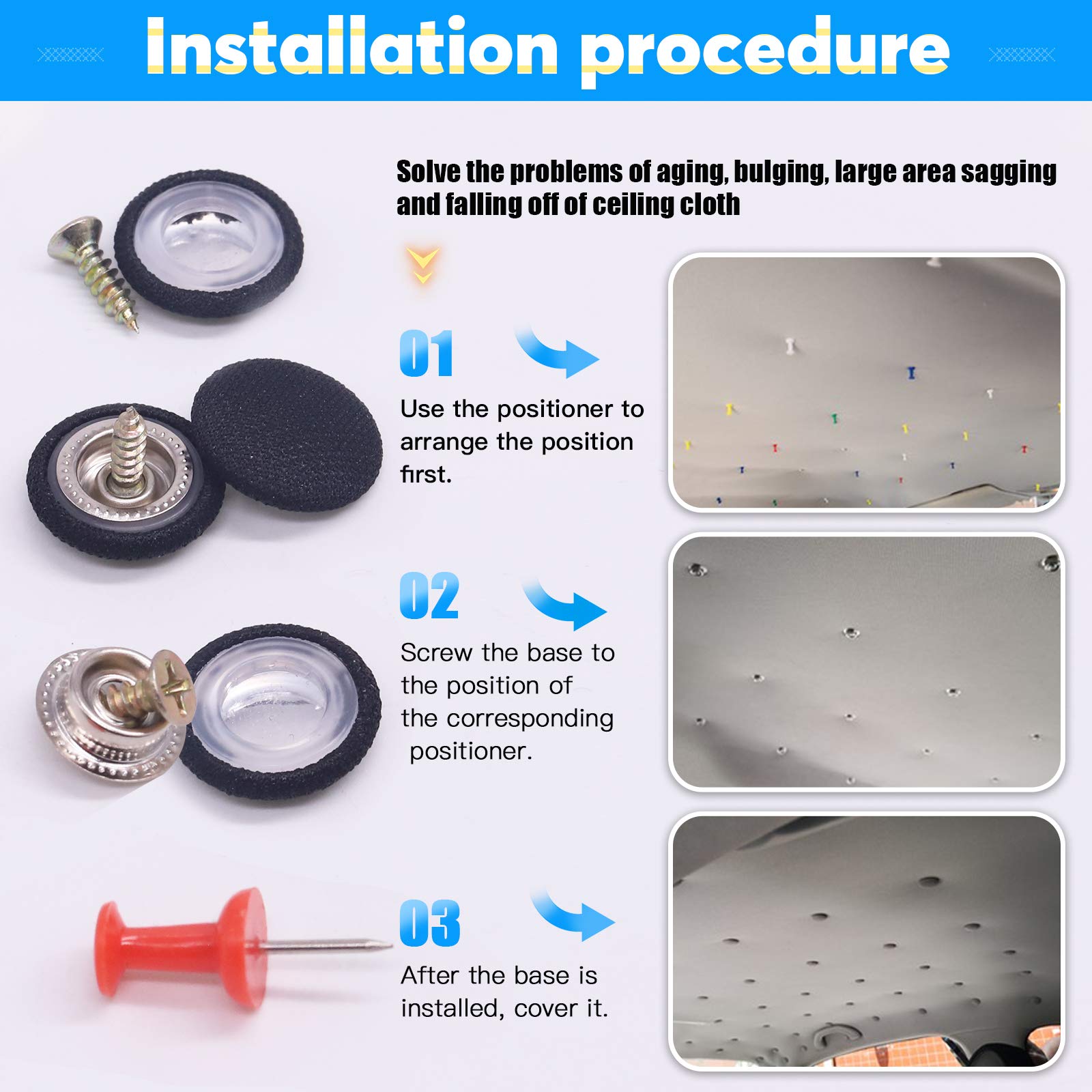 Kit de 30 rivets à pression pour toit de voiture, bouton de réparation