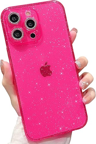 MINSCOSE Funda compatible con iPhone 11 Pro Max de 6.5 pulgadas, bonito color neón brillante con protector de cámara de diamante brillante, funda de