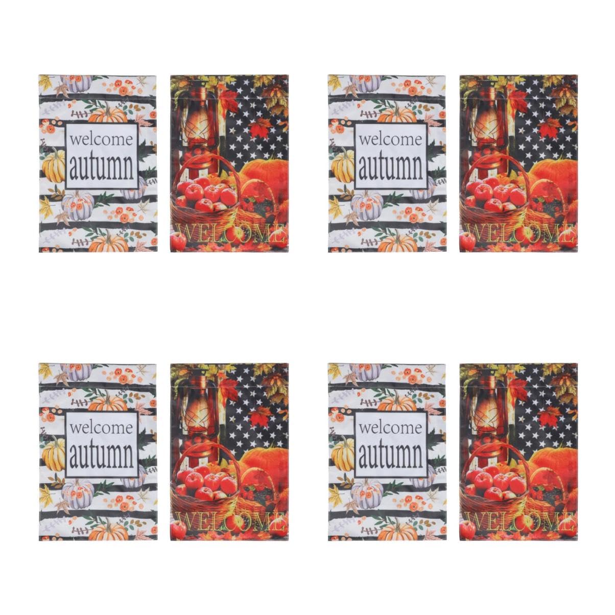 Bannière Thanksgiving citrouille POPETPOP avec drapeaux de jardin en polyester 8 pièces