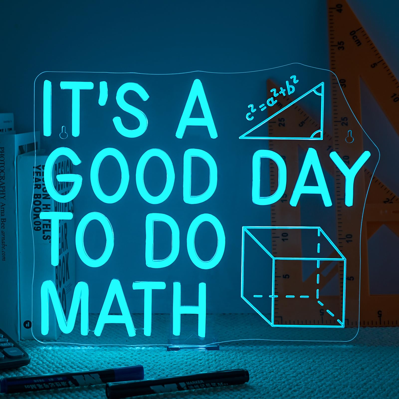 Horseneon It's a Good Day to Do Math Neon Sign Colorful LED Wall Decor for Classroom Math Teacher Gift Home Office or Study Room Fun and Inspirational