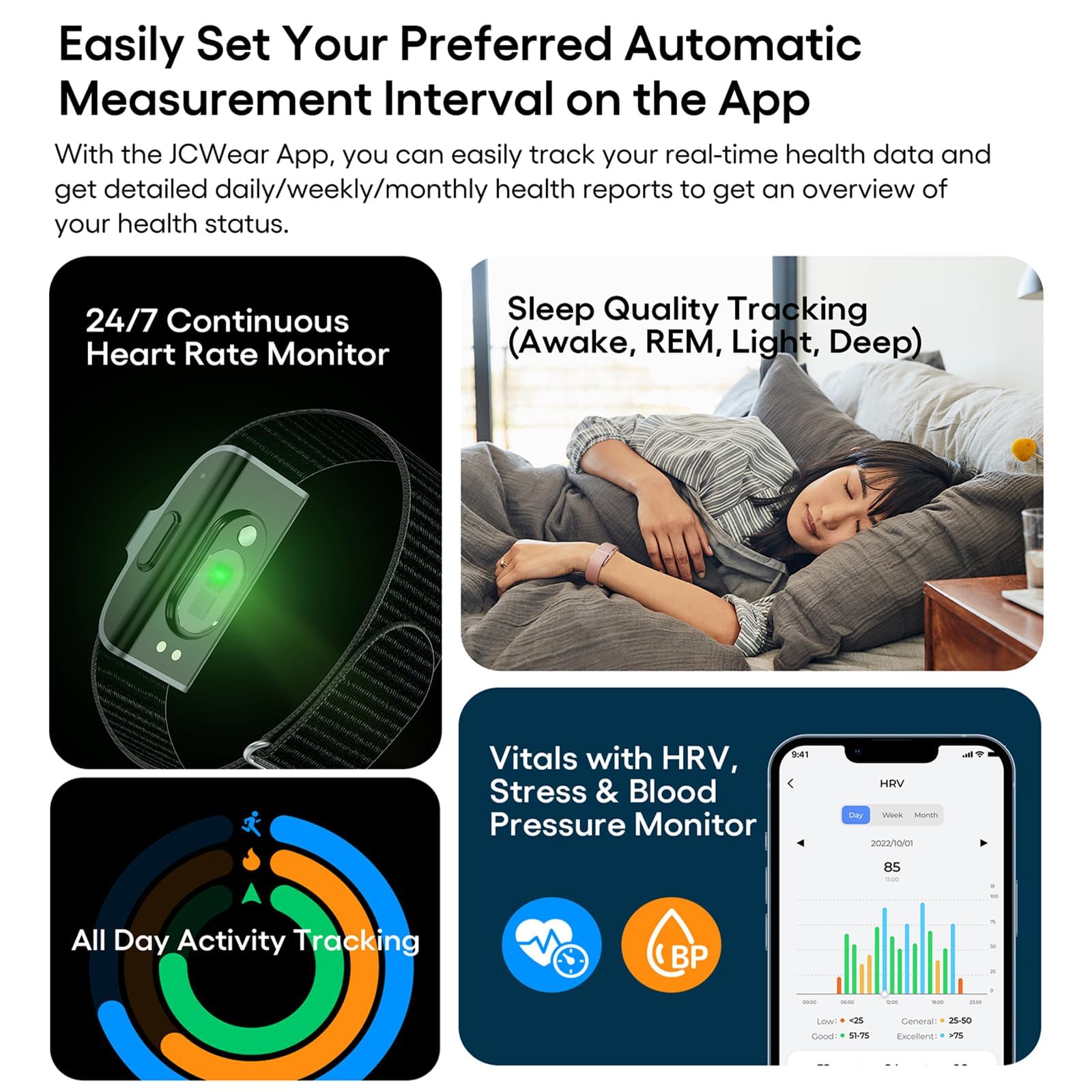 findtime Fitness Tracker Podómetro pulsera sin pantalla, monitor de frecuencia cardíaca, presión arterial, monitor de sueño, 50+ modos deportivos, contador de calorías, IP68, resistente al agua, reloj