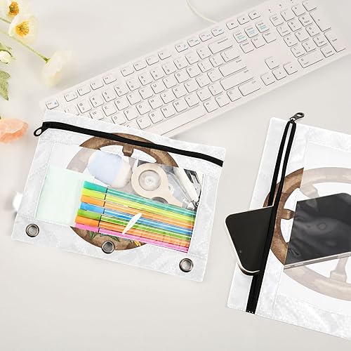 Miniatura 3 de WIFIU Estuche para lápices de ramo de girasoles de acuarela para carpeta de 3 anillos con cremallera, estuche a granel con ventana transparente para