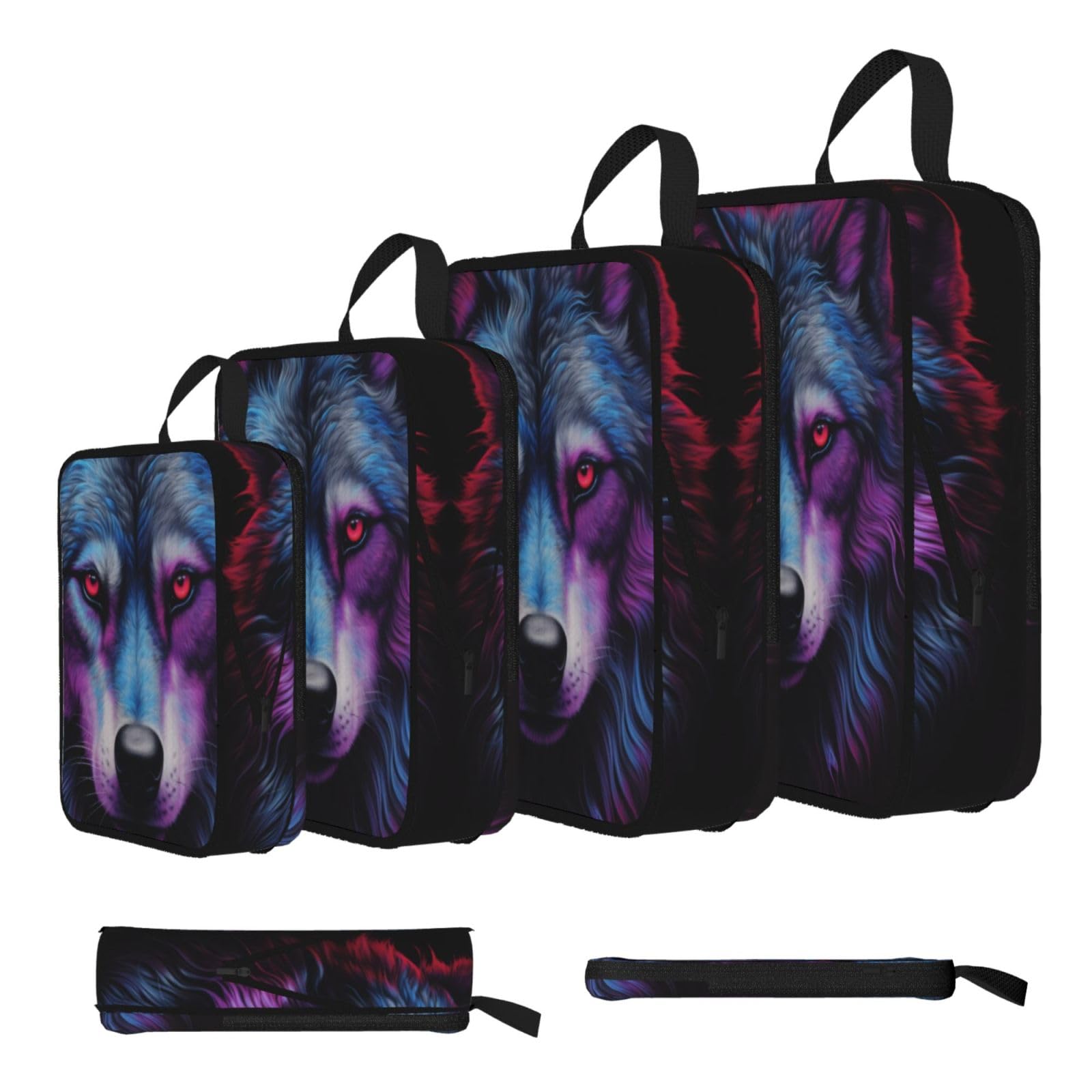 Purple and blue wolves Compression Packing Cubes 4 Piece Set