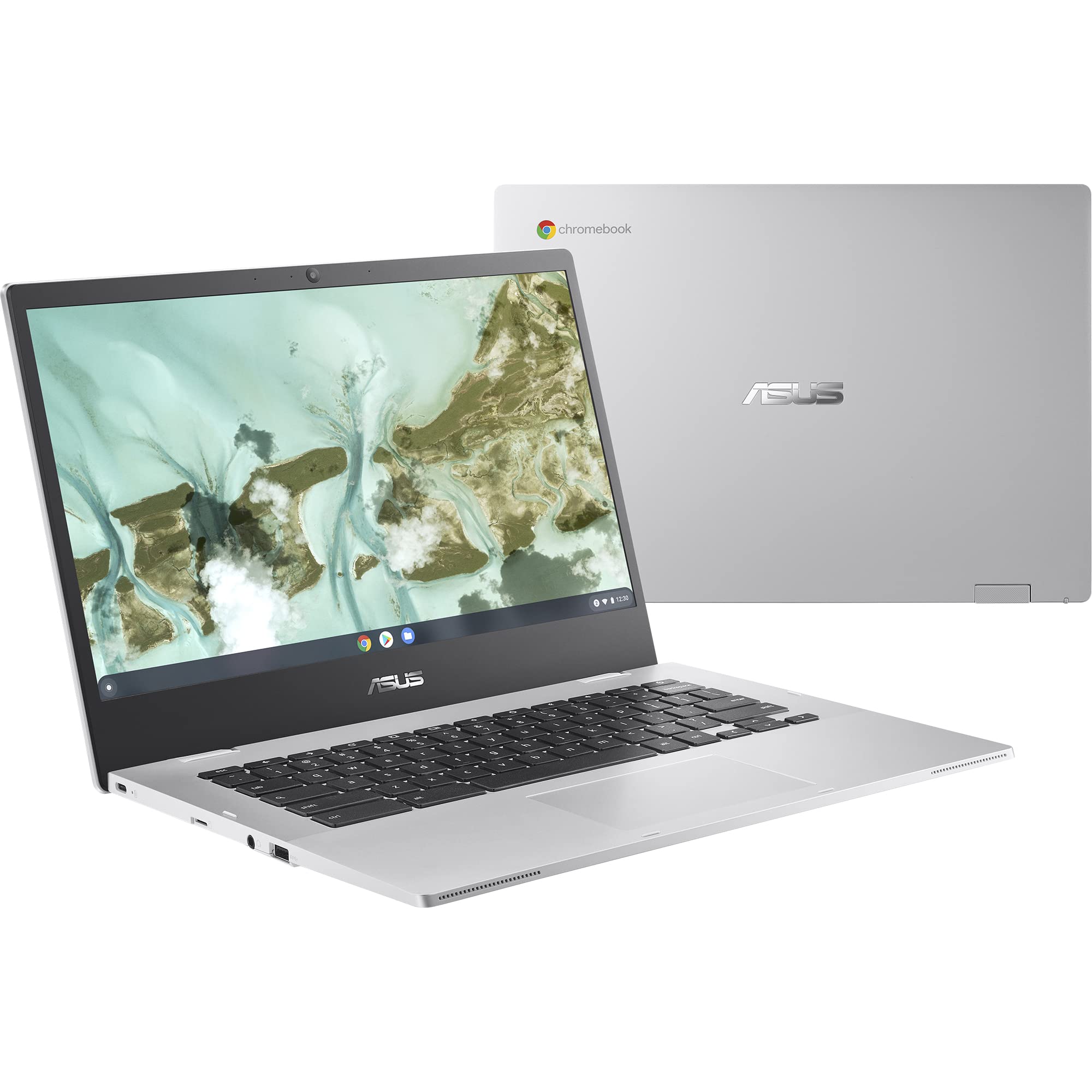ASUS Chromebook 14 | 14" HD Anti-Glare Display | Intel Celeron N3350 | 8GB RAM | 64GB eMMC | Intel HD Graphics 500 | ChromeOS | QWERTZ Tastatur | Transparent Silver
