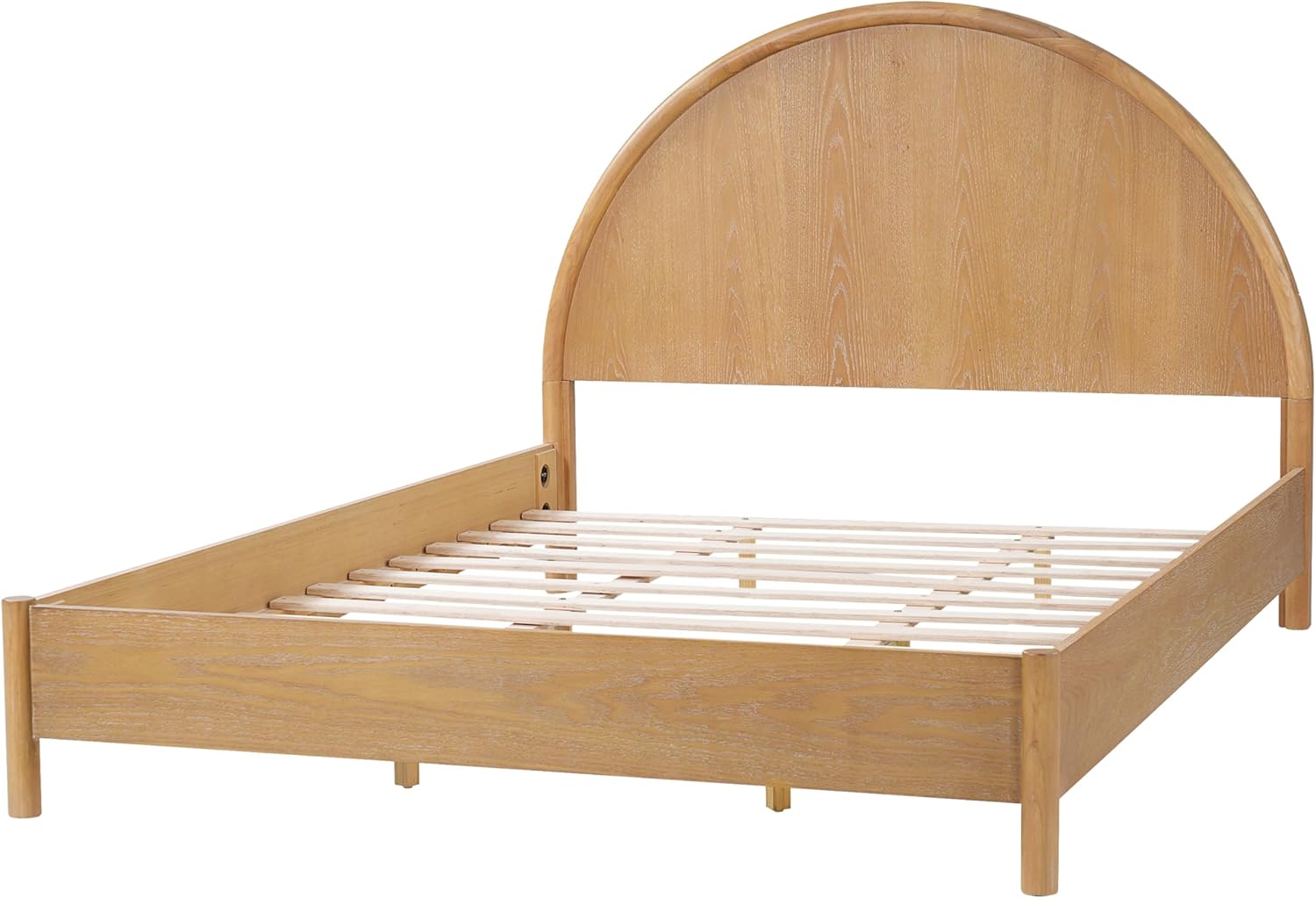 Christopher Knight Home Elsinore Queen Size Bed Frame with Arched Headboard, Modern Wooden Platform Bed, Wood Bed Support and Slats, No Box Spring Needed, Queen Size Beds for Adult, Natural Oak