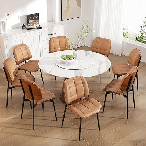 Miniatura 37 de Juego de 4 Sillas de Comedor, Silla de Comedor de Estilo de Mediados de Siglo Moderno con Cojín Grueso, Sillas de Cocina Tapizadas con Cuero