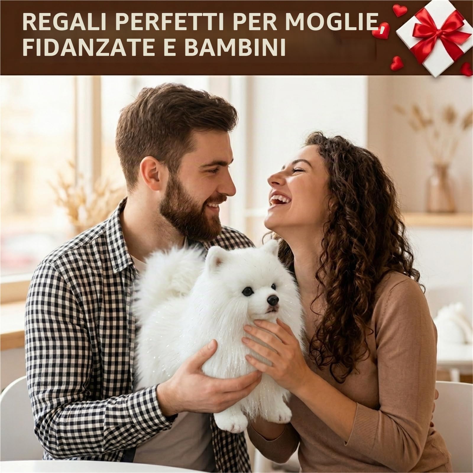 Soft Pomeranian Cane Peluche, 23CM Carino Cucciolo di Peluche Perfetto Regalo per Bambini Ideale per il Gioco Confortevole e la Decorazione della Camera da Letto(WhitePome)
