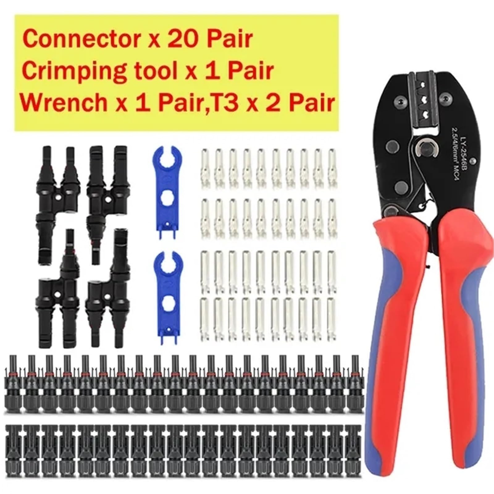 Kit connettori solari Connettori Pannello fotovoltaico 1000V 30A for Cavo 2,5/4/6mm²(20Pair And Tool T3)