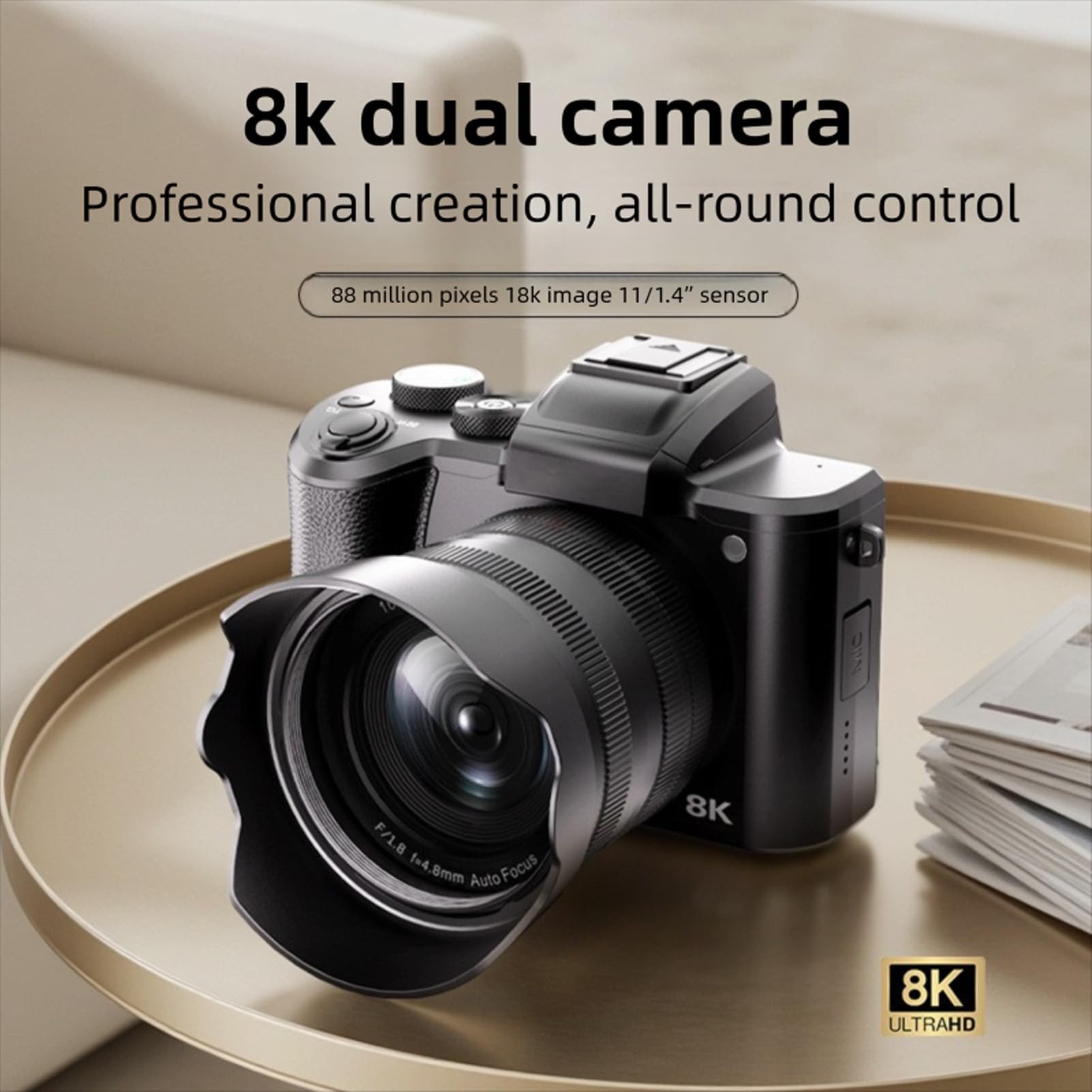 Jectse Fotocamera Digitale 8K 88MP 16X Zoom WiFi Camera Dual Lens con Touchscreen da 3,2 Pollici Flash Hot Shoe per Fotografia Webcam Live Streaming