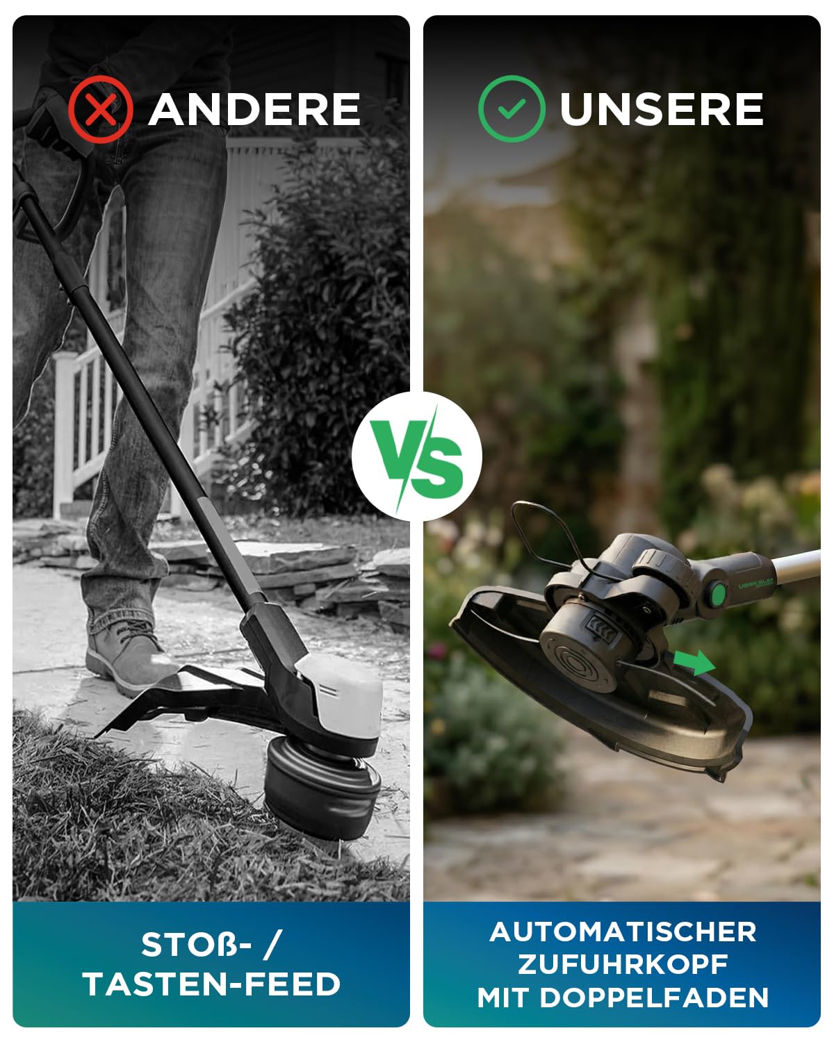 30 cm 20V Brushless 2-in-1 Akku Rasentrimmer & Rasenkantenschneider