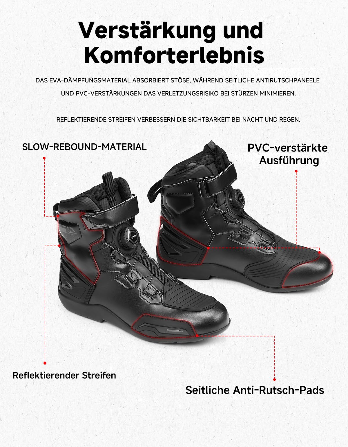 KEMIMOTO Botas de Moto Hombre Impermeables, Zapatillas Moto con Cierre Rápido Giratorio, Fácil de Poner y Quitar, Calzado Motociclista Antideslizante