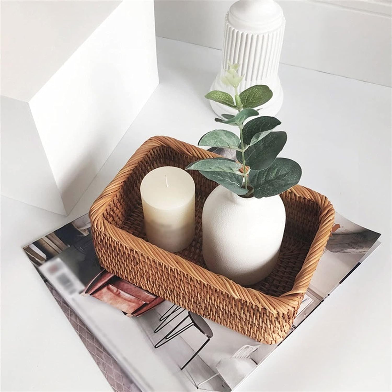 Jewelry Box Dressing Table Storage Basket Desktop Snack Basket Sundries Storage Basket Bathroom Bedroom Storage Box Storage Basket Jewelry case(Size:Large)