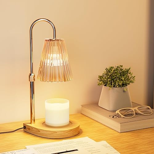 Bavelye Lámpara calentadora de velas, calentador eléctrico de velas con temporizador, calentador de cera de altura ajustable con 2 bombillas para