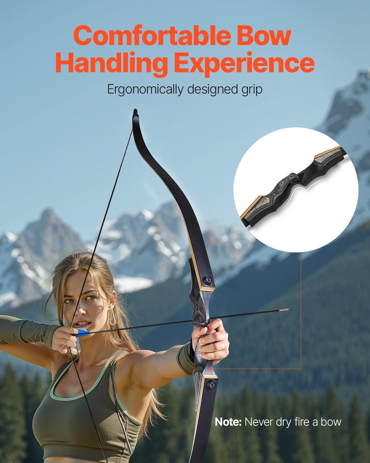 VEVOR Recurve Bow and Arrows Kit, 60 inch Wooden Takedown Bows, Right Handed Ergonomic Archery Recurve Bow Package, Longbow for Outdoor Target Training Practice Hunting, Beginners to Advanced