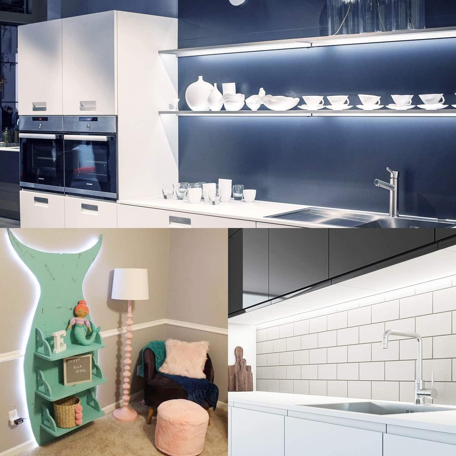 12V LED Strip Light Cool White 6000K 5M/16.4ft 600LEDs Flexible SMD2835 High Brightness No-Waterproof IP20 LED Tape Lights for Bedroom Kitchen Party etc Decorate(No Power Supply) - Image 6