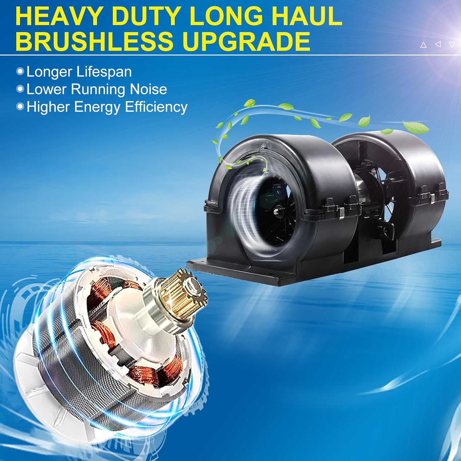 Front Main Cab HVAC Blower Motor Fan Assembly Compatible with Volvo VNL 2011-2023, VHD VNM 2010-2014 with Behr System, Replace 85120276 35021