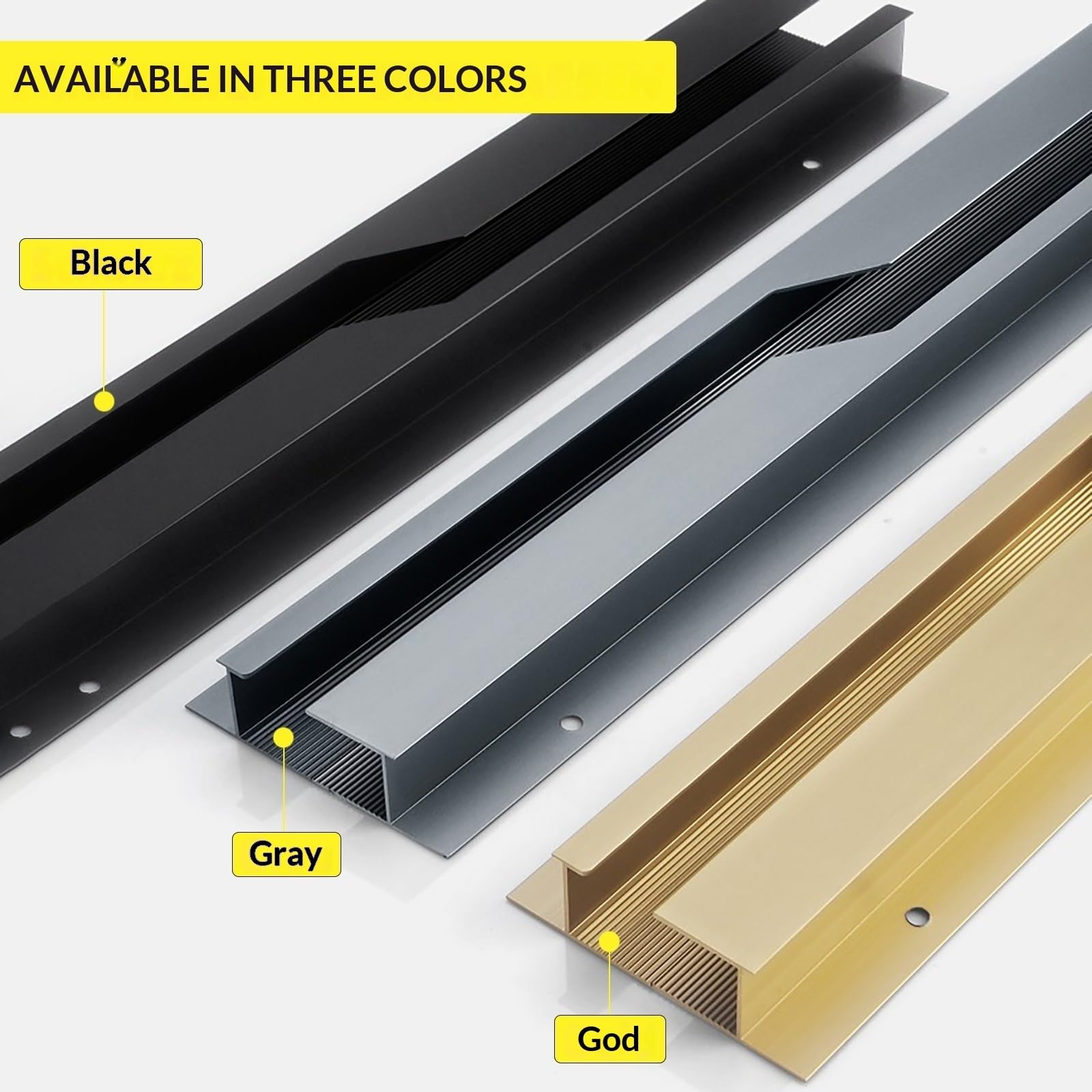 Tiradores ocultos de aleación de aluminio para armario, paquete de 4 pomos de cajón deslizantes, duraderos y elegantes para todo tipo de muebles del hogar y la oficina (negro, L: 150 cm)
