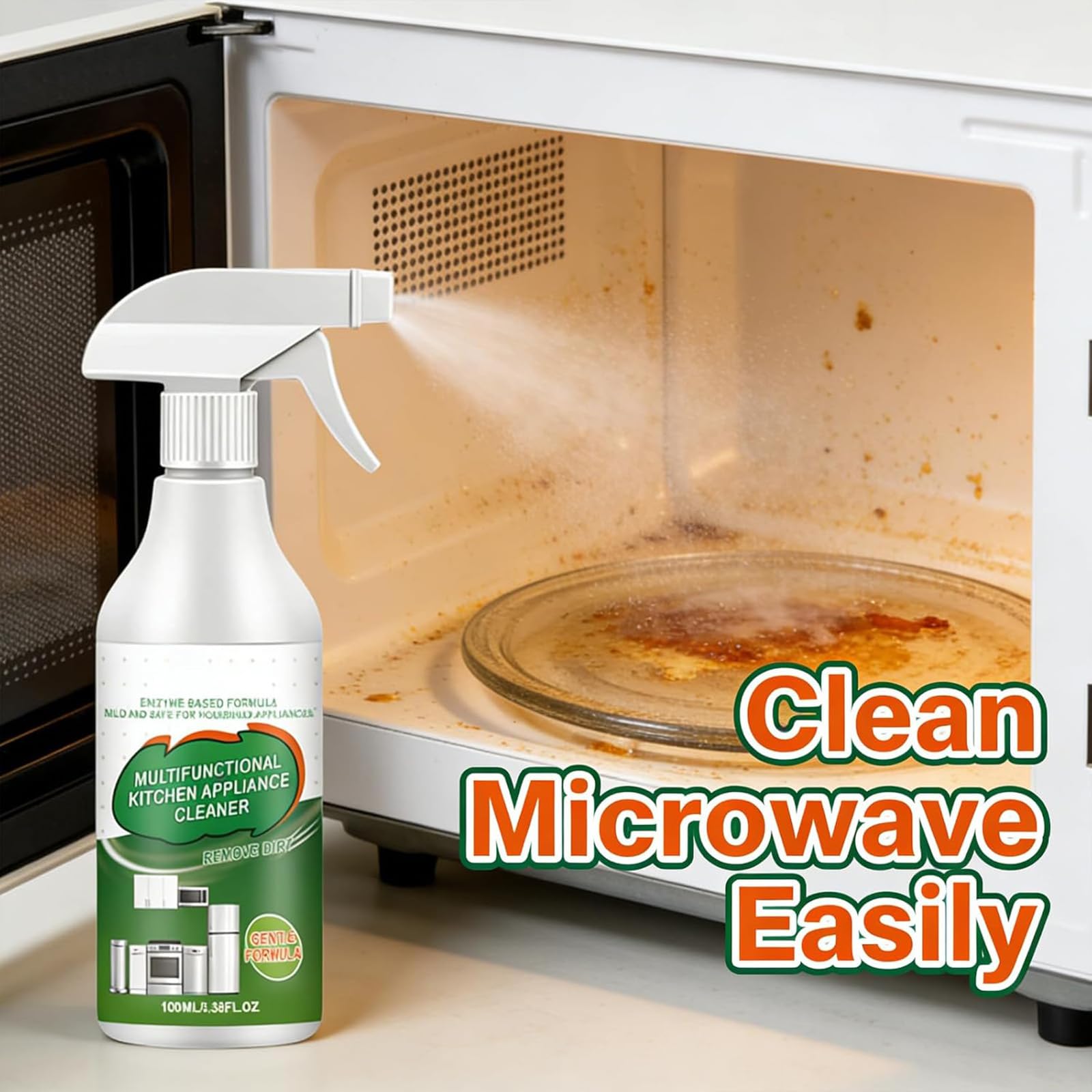 Limpiador de espuma enzimática multiusos, potente limpiador de electrodomésticos de cocina, desengrasante resistente, quitamanchas, versátil limpiador de manchas de aceite pesado (3pcs)