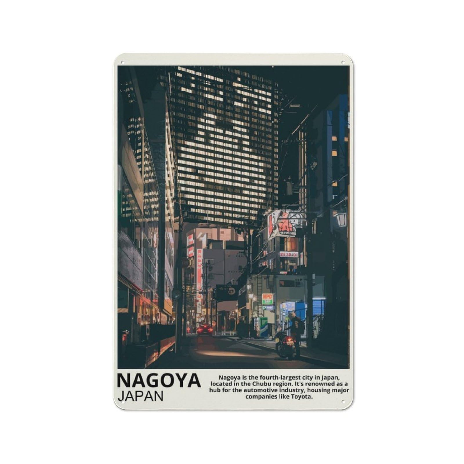 Junmoney Nagoya Japan Tin Wall Plaque 30X20cm With For Hobby Room Or Studio, For Updating Hobby Room And Studio After Moving