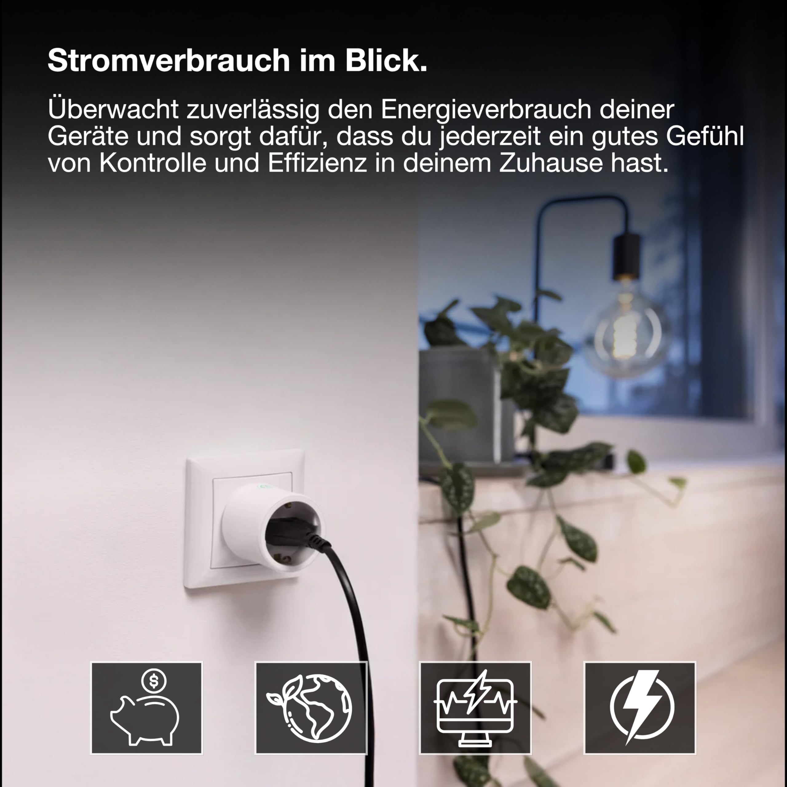 LEDVANCE SMART+ Smarte Steckdose für Innen mit ZigBee Technologie, bindet konventionelle Geräte ins Smart Home ein, misst und spart Stromverbrauch, kompatibel mit Alexa oder Google, weiss, 4er-Pack