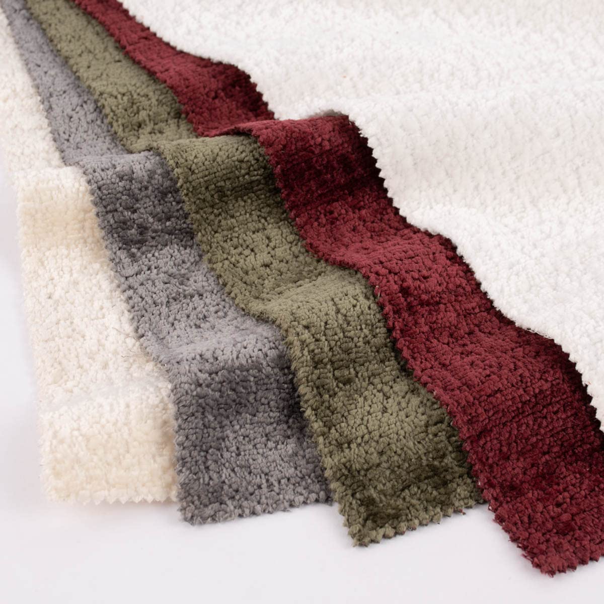 SCHÖNER LEBEN. Tissu d'ameublement - Rideau chauffant acoustique Soft Teddy Deluxe - Blanc cassé - Largeur : 1,45 m