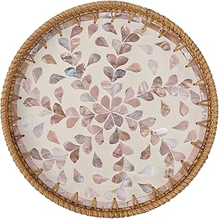 12 Seemantham Decoration Ideas Blending Tradition And Grace 103 Round Rattan Tray for Home Decor 11.8 inch, Modern and Boho Decor Servin...