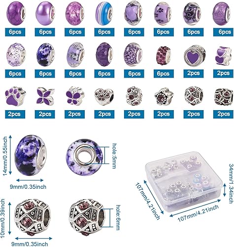 Vista 23 de Cheriswelry 100 cuentas europeas de agujero grande con diamantes de imitación de barril hechas a mano, arcilla polimérica, cuentas espaciadoras