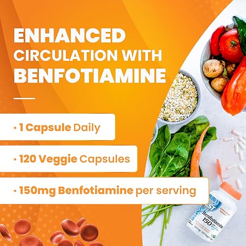 Miniatura 18 de Doctor's Best Benfotiamine 150 con BenfoPure, ayuda a mantener el metabolismo de la glucosa, sin OMG, vegano, sin gluten, sin soja, 150 mg, 360