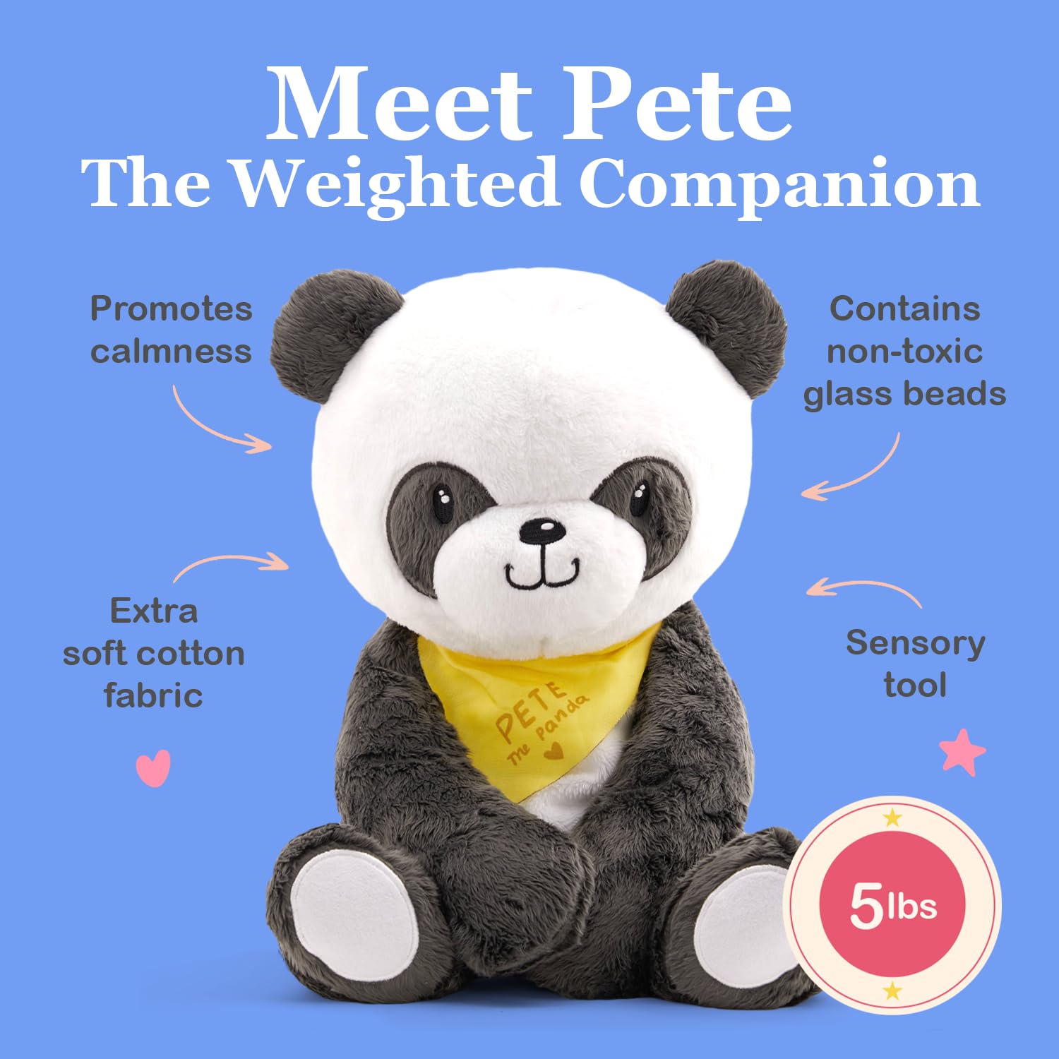 Lilly's Love Weighted Stuffed Animal, 5lb, Panda - Image 2