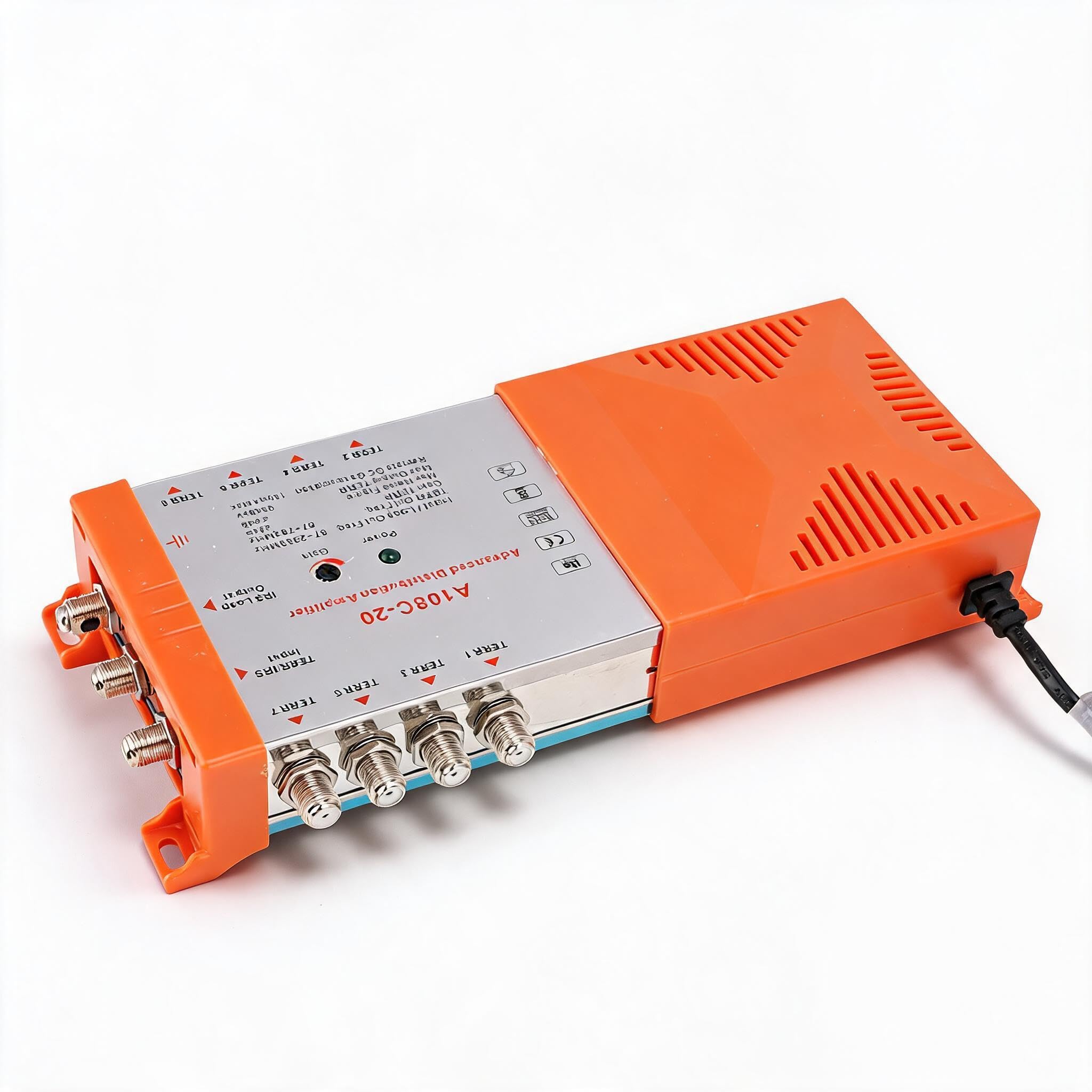 Pyhodi Amplificateur de Distribution D'antenne TV 8 Way Way avec Cascade de Boucle IRS, Filtre 4G LTE, 8 Sortie, Faible Bruit, Gain 20 DB, Classe 3 Rouge, Sortie Maximale 90 DB, (Plug UE 220-240V)