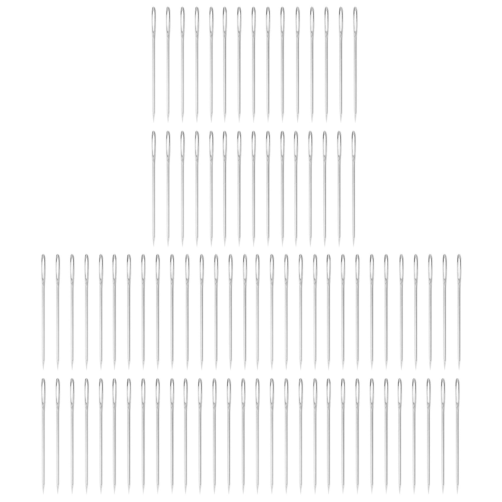 Hndhbfgrt 90Pcs 5.2 cm Large-Eye Stitching Needles Hand Sewing Needles for Leather Projects with Clear Bottle